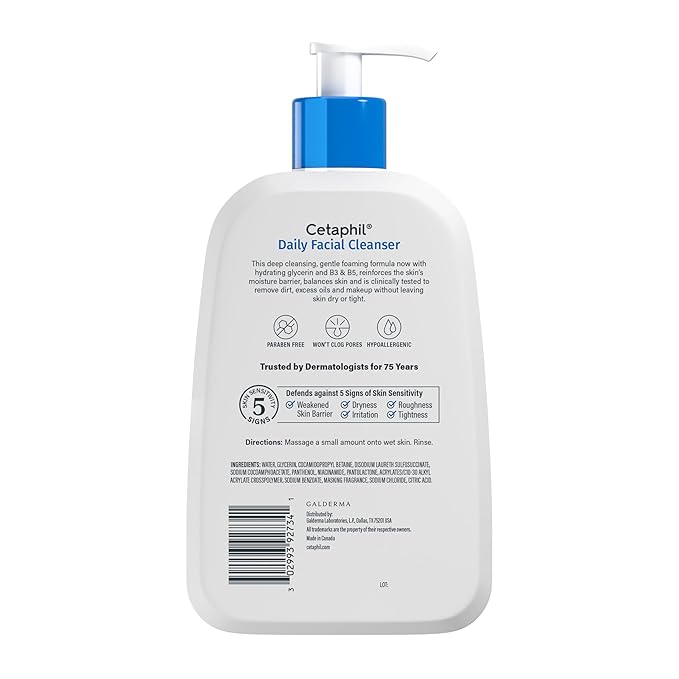 Cetaphil Face Wash, Hydrating Daily Facial Cleanser for Dry to Normal Sensitive Skin, 16 oz, 2 Pack