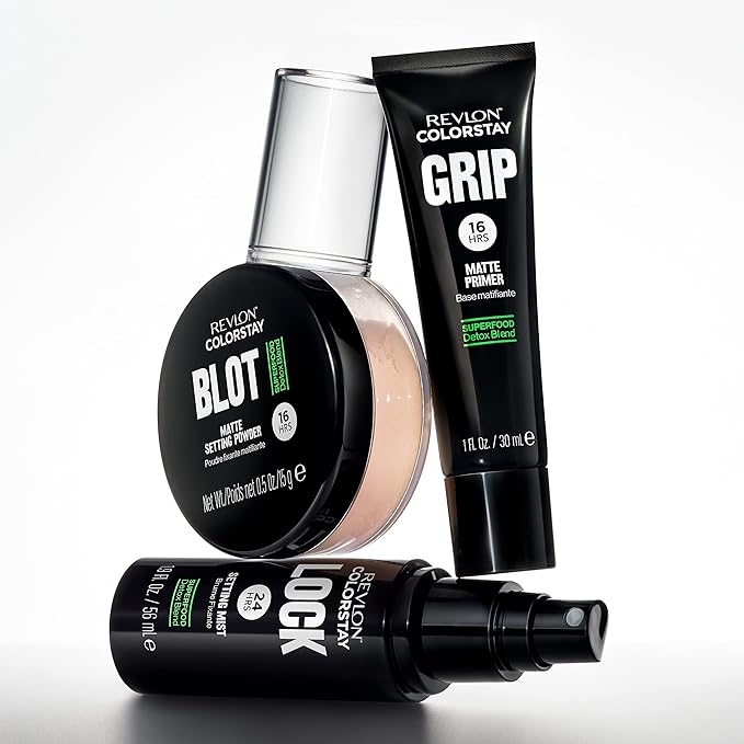 Revlon ColorStay Grip Primer, Mattifying, Blurring & Oil Absorbing Face Makeup, Absorbs Sebum, Blurs Imperfections and Reduces Pore Appearance, 1 Fl Oz