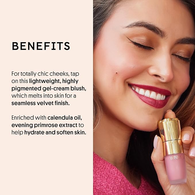 Winky Lux Cheeky Rose Liquid Blush, Gel-Cream Blush with Buildable Color, Lightweight Velvet Finish for Long Lasting Color, Cool Pink, Lovely