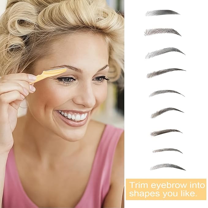 12 Pcs Eyebrow Razors, Face Razors Multipurpose, Exfoliating Dermaplaning Tools, Eyebrow Trimmers Shaver with Safety Cover, Facial Hair Removal for Women Men Body Use (Yellow)