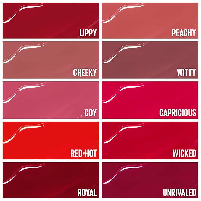 Maybelline Super Stay Vinyl Ink Longwear No-Budge Liquid Lipcolor Makeup, Highly Pigmented Color and Instant Shine, Wicked, Cool Red Lipstick, 0.14 fl oz, 1 Count
