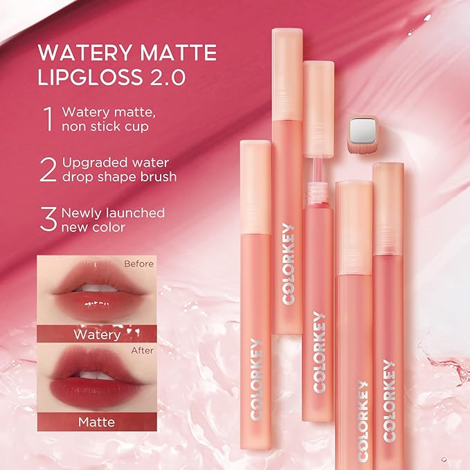 COLORKEY Soft Matte Water Tint | Matte Finishs | Long-Lasting | Moist Fit Without Stickiness | Moisturized | Waterproof(R301 Spring Cherry Tree)
