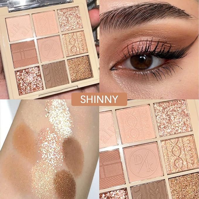 9Colors Neutral Eye Shadow Palette Eyeshadow Kit Nudes,Matte Glitter Natural Neutral Eyeshadow Palettes for Hazel Eyes Highly Pigmented Long Lasting Naturing-Looking Travel Eyeshadow Nude Palette