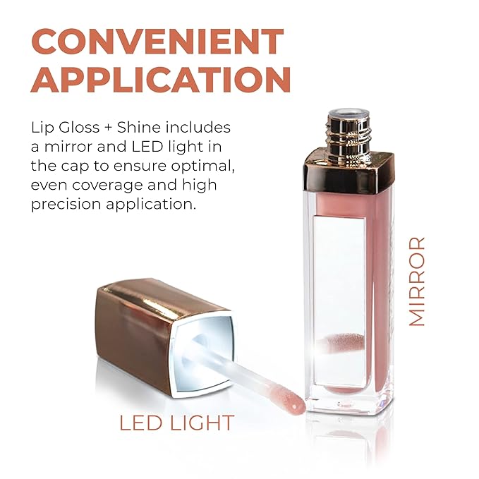 Beauty For Real Lip Gloss + Shine, Nudist - Beige Nude Pink - Non-Sticky Plumping & Hydrating Gloss - Light & Mirror In Cap - Contains Marine Collagen - 0.15 fl oz