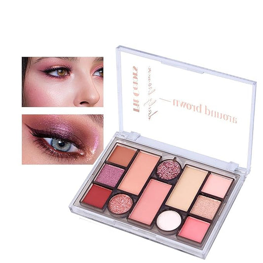 12 Colors Pink Eyeshadow Palette, Mini All in