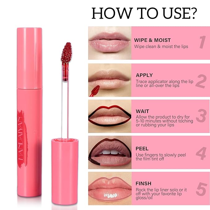 Peel Off Lip Stain Liner, Tattoo Lip Tint Long
