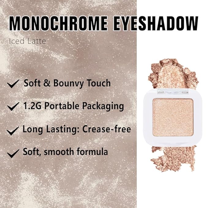 Kaely Pressed Single Eyeshadow Makeup, Light Nude Brown Shimmer Highly Pigmented Monochrome Eye Shadow Palette, Waterproof Neutral Powde Mini Eyeshadow, sombras para ojos, Lightweight Blendable, 20