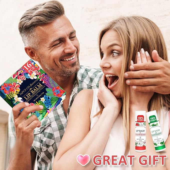16 Pack Lip Balm, 100% Natural