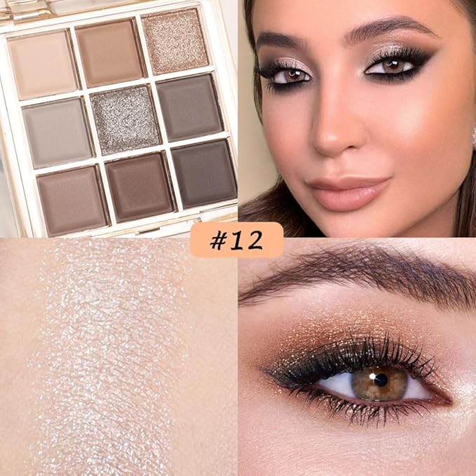 9 Colors Nude Eyeshadow Palette Makeup,Taupe Bronze Brown Matte Cream Eye Shadow,High Pigmented Natural Neutral Eyeshadow Palette Nude,Naturing-Looking Long Lasting Waterproof Blendable