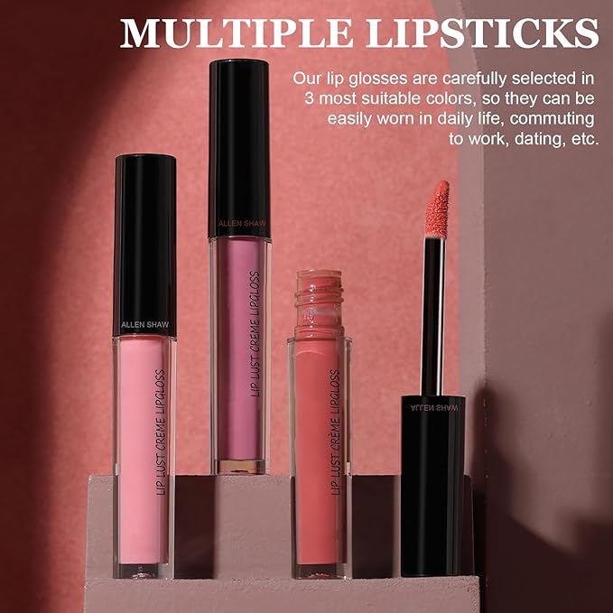 12 Color Cream Lip Gloss, 12 Colors Cream Texture Lipstick Waterproof, Long-Lasting Moisturizing Velvet Lip Gloss,Waterproof Lip Gloss Moisturising Liquid Lipstick(#3#5#12,3pcs)