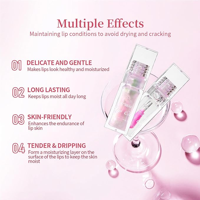 Magic Color Changing Lip Oil,Plumping Glimmer Color Changing Lip