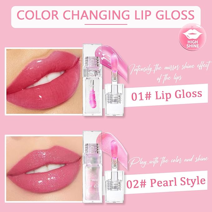 Magic Color Changing Lip Oil,Plumping Glimmer Color Changing Lip