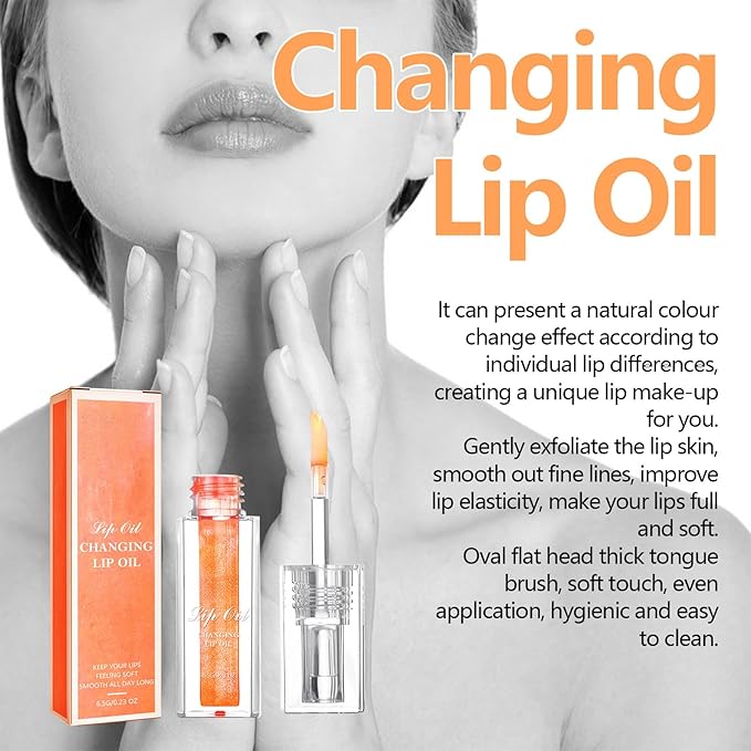 Conversionh Color Changing Lip Oil, Conversion Lip Stain, Conversionh Lip Oil, Boss up Magic Color Changing Lip Oil, Warm Change Hydrating Plumping Lip Nourishing Non-stick Oil (Orange)