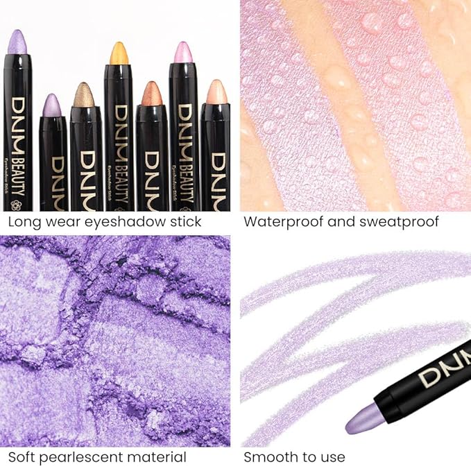 Kaely 4Pcs Cream Eyeshadow Stick Set for Eyes,Pink Light Purple Vioiet Mocha Beige,Eye Brightener Shimmer Makeup Pen,Waterproof Metallic Eye Shadow Highlighter Crayon Pencil,sombras para ojos