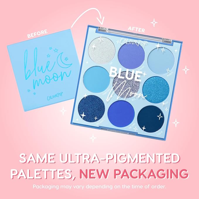 ColourPop Blue Moon Eyeshadow Palette - Monochromatic Blue Shadow Palette with Matte, Metallic and Duochrome Finishes - High-Pigment Eye Makeup with a Long-Wearing Formula (0.3 oz)