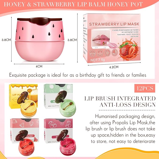12 Pcs Bee Lip Balm Honey