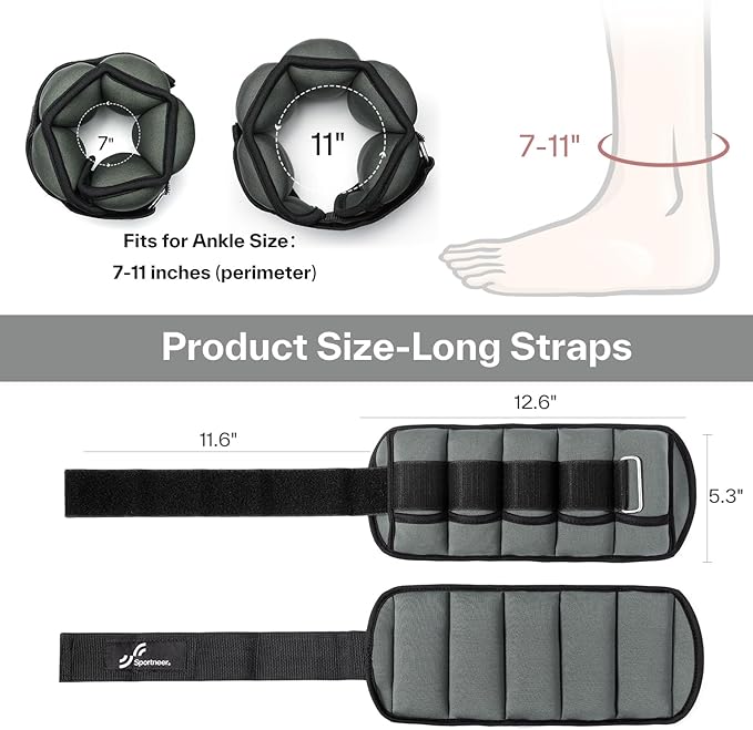 Sportneer Adjustable Ankle Weights for Women and Men 1 Pair 2 3 3 4 4 6 6 7 7 LBS