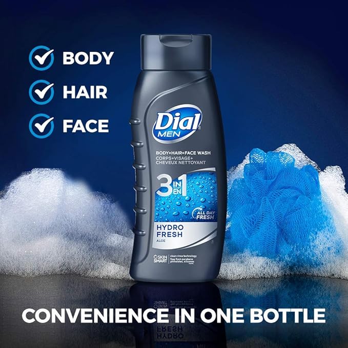 Dial Men Hair + Body Wash, Hydro Fresh, 20 fl oz (Pack of 4)