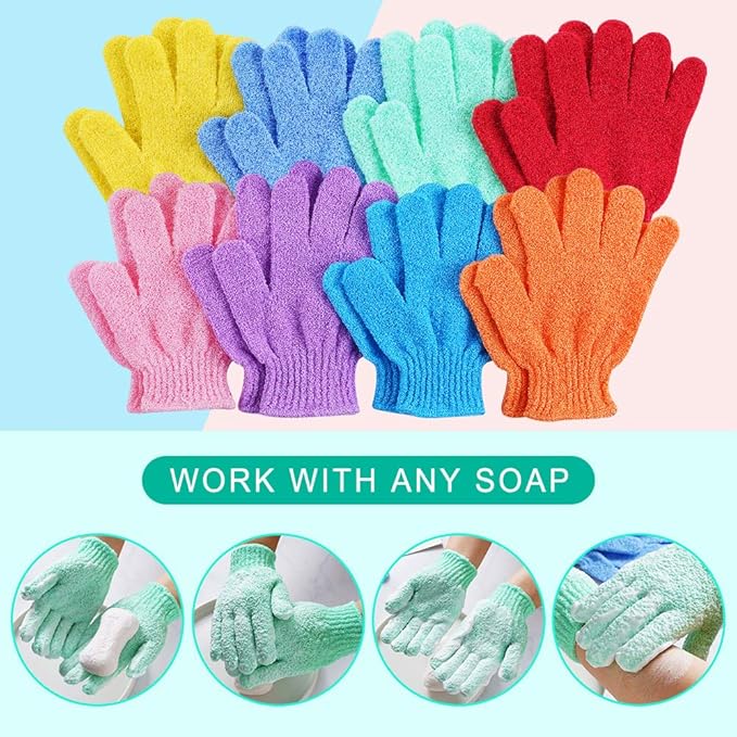 16 pcs exfoliating shower gloves,double