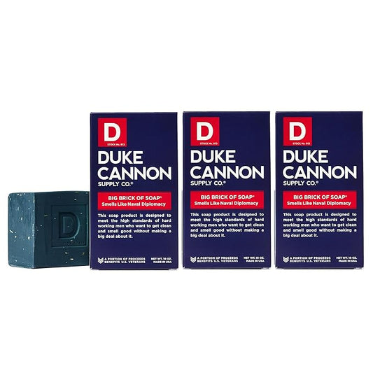 Duke Cannon Supply Co. Big Brick of Soap Bar for Men WWII Collection Smells Like Naval Diplomacy (Refreshing Ocean Scent) Multi-Pack- Superior Grade, Extra Large, All Skin Types, 10 oz (3 Pack)