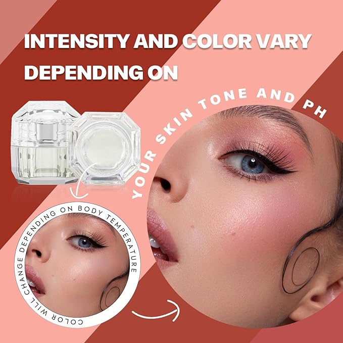 VANERIA Color Changing Blusher,Creme Blush Ph Temperature Change,Waterproof,Long with Brush(/0.14oz) 4g