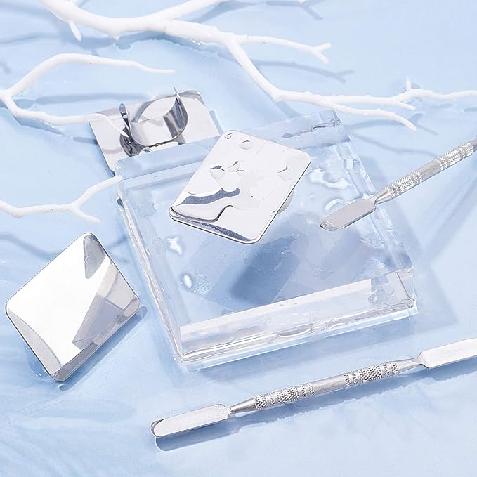 OLYCRAFT 6PCS Stainless Steel Makeup Palette Mini Ring