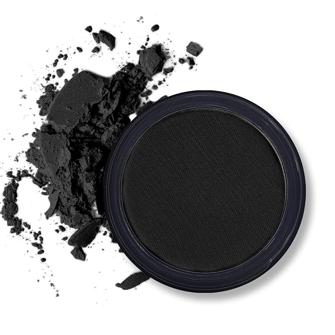 Erinde Black Matte Eyeshadow Palette, Single Black Smokey Pressed Powder Eye Shadow, Ultra-Blendable, Pigmented Color, Long Lasting, Halloween Goth Eye Makeup Palette, Cruelty-Free & Vegan