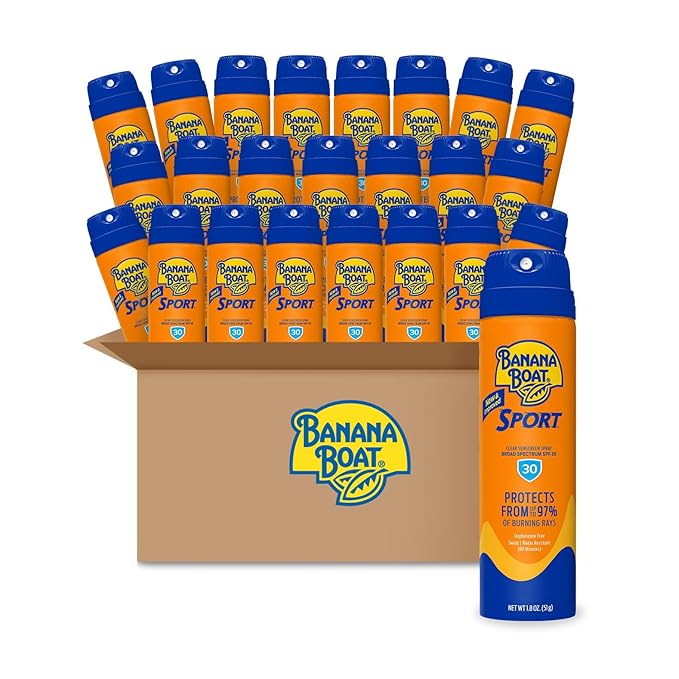 Banana Boat Sport Ultra SPF 30 Sunscreen Spray, 1.8oz | Travel Size Sunscreen SPF 30, Banana Boat Sunscreen Spray SPF 30, Spray On Sunscreen, Mini Sunscreen, 1.8oz, (Pack of 24)
