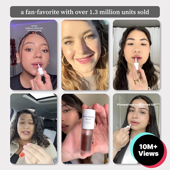 NOONI Korean Hydrating Lip Oil - Applecherry | Long-Lasting, Moisturizing, Plumping, Revitalizing for Dry Lips, Waterproof, No Peel Off, Hydrating, Nourishing Crystal Clear, 0.12 FL Oz