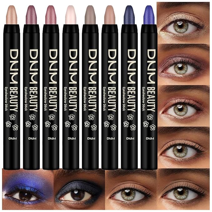 Kaely 8Pcs Cream Eyeshadow Stick Set for Eyes,Sand Orchid Rose Desert Ginger Caramel Midnight Blue Blue,Halloween Makeup,Matte Shimmer Eye Shadow Pencil Pen Crayon Waterproof,sombras para ojos 04