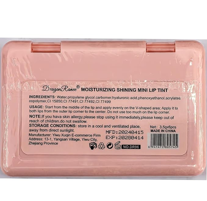 6 Colors Peach Lip Tint Stain Set, Matte Lip