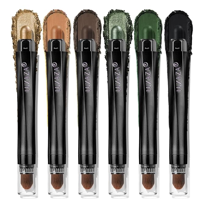 Neutral Eyeshadow Stick Makeup Set, Metallic Shimmer Matte Cream Eye Shadow Eyeliner Brightener Pencil Crayon - Classic 6PCS A013