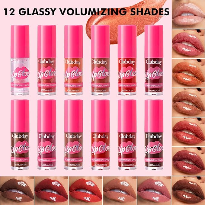 Lip Plumper Gloss Glitter Tinted Plumping Lip Gloss For Women Hydrating Long Lasting Shimmer Moisturizing Glossy Non Sticky Lip Gloss (04#)