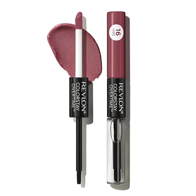 Revlon Liquid Lipstick with Clear Lip Gloss, ColorStay Overtime Lipcolor, Dual Ended with Vitamin E, 270 Relentless Raisin, 0.07 Fl Oz