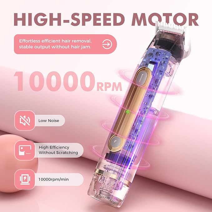 2 in 1 Bikini Trimmer for Women, Dual Head Electric Razor, IPX7 Waterproof Wet/Dry Use Women Electric Shaver, Painless Body Facial Hair Remover for Bikini Legs Arm Underarm, Rechargeable