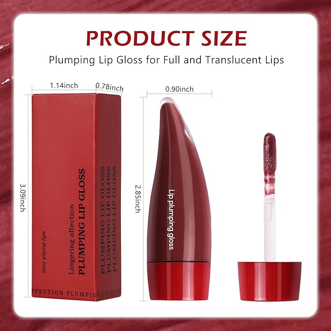 Hydrating Lip Glow Oil, Lip Plumper Gloss Lip Tint Stain, Pigmented Plumping Lip Gloss, Nourishing Non-Sticky Vegan, Glossy Mirror Finish Tinted Lip Glaze, Plump And Pout Lipgloss for Women Girls-03#