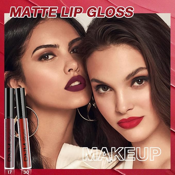 evpct 3Pcs Dark Red Deep Red Oxblood Red Matte Liquid Lipstick Lip Stain Sets for Women Matte+Lipstick Long Lasting Permanent 24 hr Hours Magic Lipstick 24 Hours original Waterproof 26