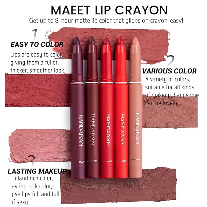 12 Colors Matte Lipstick Pen Lip Liner Pencil Long-lasting