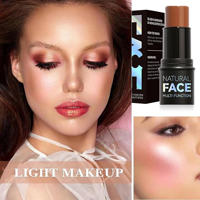 Cream Blush Stick with Brush,Waterproof Multi Cream Blush Skin F4