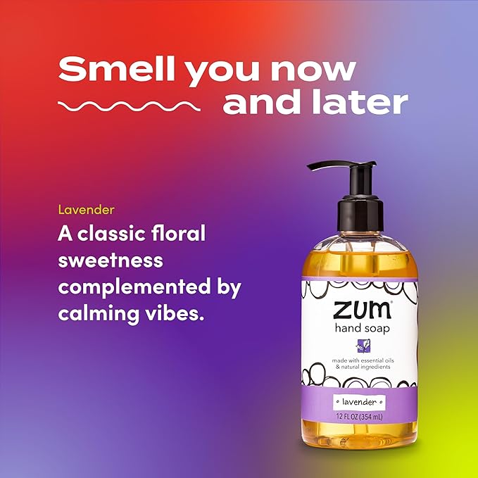 Zum Indigo Wild Hand Soap - Natural Liquid Hand Soap - for Bathroom & Kitchen - Lavender Scent - 12 oz (4 Pack)