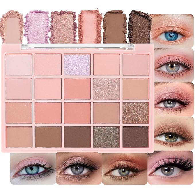 20Colors Nude Pink Brown Basics Matte Eyeshadow Palette,Eye Shadow Travel Makeup Palette all in one Long Lasting Waterproof Ultra-Blendable,Great for Travel Gift Kit
