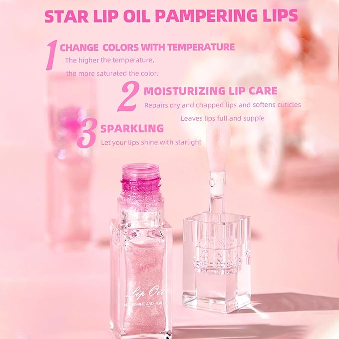 2 PCS Magic Color Changing Lip Oil V2, Boss Up Color Changing Lip Oil, Big Brush Head Hydrating Plumping Lip Oil Tinted, Long Lasting Nourishing Non-sticky Lip Glow Oil for Lip Care