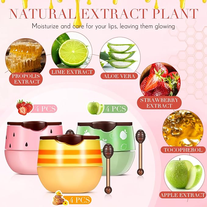 12 Pcs Bee Lip Balm Honey