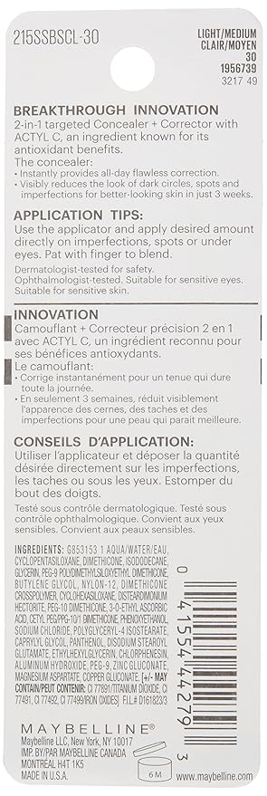 Maybelline New York Superstay Better Skin Concealer, Light/Medium, Fluid Ounce