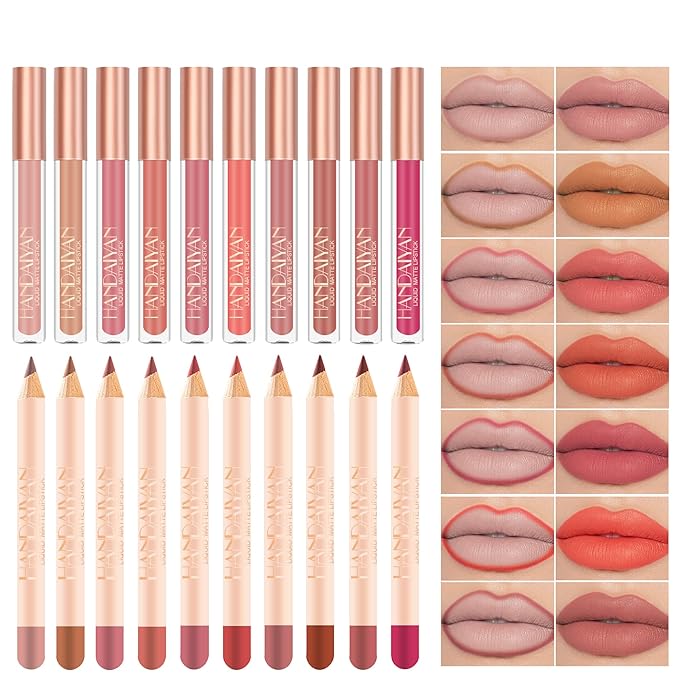 2Pcs Matte Nude Lip Liner Pencil and Lip Coverage
