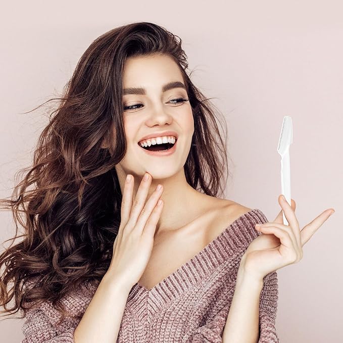 12 Pcs Eyebrow Razors, Face Razors Multipurpose, Exfoliating Dermaplaning Tools, Eyebrow Trimmers Shaver with Safety Cover, Facial Hair Removal for Women Men Body Use (White)