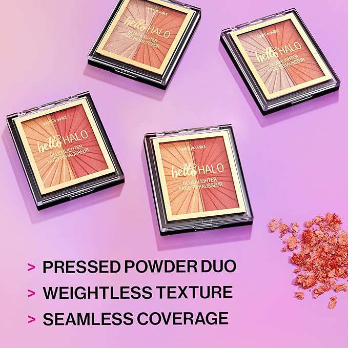 wet n wild MegaGlo Blushlighter, Blendable Blush & Highlighter Set, Shimmery Metallic Finish, I Met Someone