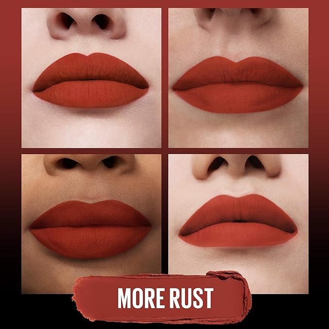 Maybelline Color Sensational Ultimatte Matte Lipstick, Non-Drying, Intense Color Pigment, More Rust, Rusty Red, 1 Count