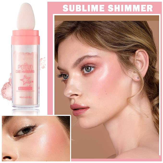 Polvo De Hadas Body Glitter Face Highlighter Powder Glow(Fairy Pink)