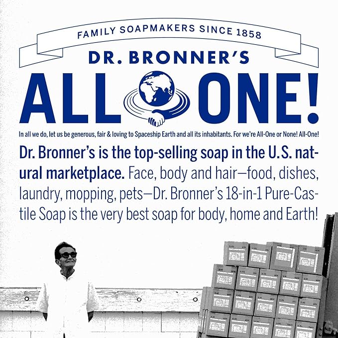 Dr. Bronner's - Pure-Castile Liquid Soap Bottle & Refill Carton Made with 82% Less Plastic (Almond, 32 oz) - Face, Body, Hair, Laundry, Dishes & More, Super-Concentrated, Organic, Vegan, Non-GMO